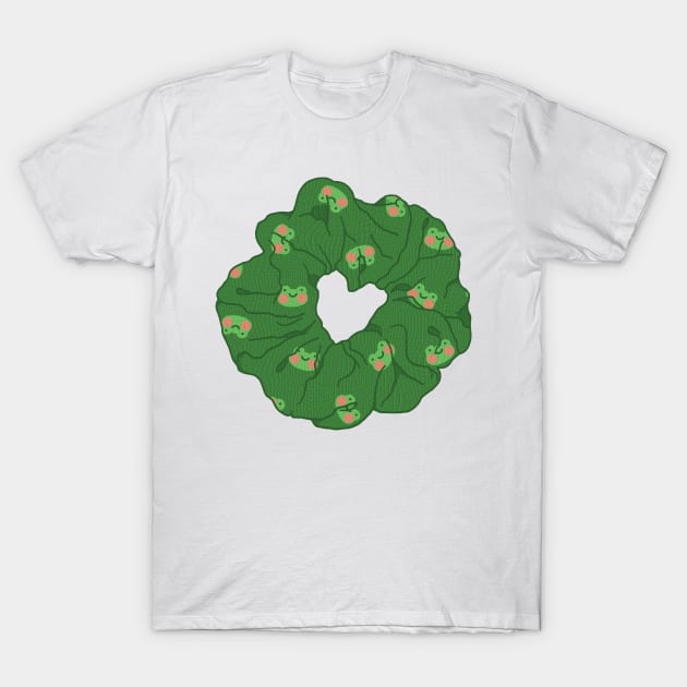 Green hair scrunchie with frogs T-Shirt by Nikamii